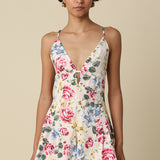 Floral Denim Tie Back Romper