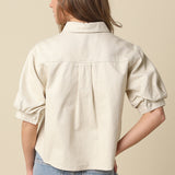 Rouched Button Down Top
