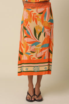 Lace Trim Midi Skirt