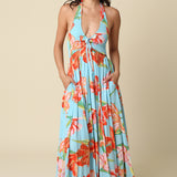 Printed Bow Front Maxi Dress