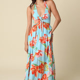 Printed Bow Front Maxi Dress