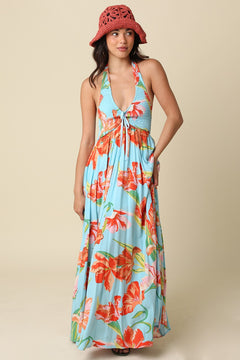 Printed Bow Front Maxi Dress