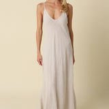 Woven V Neck Maxi Dress