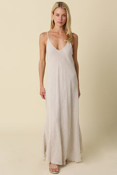 Woven V Neck Maxi Dress
