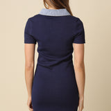 Sweater Dress With Denim Contrast