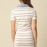 Sweater Dress With Denim Contrast