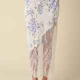 Floral And Lace Detail Linen Skirt