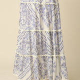 Pattern Tiered Midi Skirt