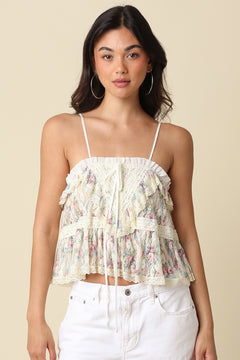 Lace Floral Trim Top
