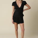 Silk Top With Flower Detail