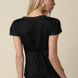 Silk Top With Flower Detail