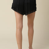 Silk Mini Shorts With Flower Detail