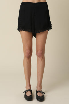 Silk Mini Shorts With Flower Detail
