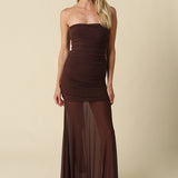 Strapless Dress With Sheer Bottom