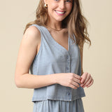 Sleeveless Button Print Top