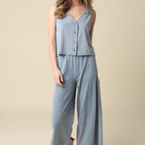 Sleeveless Button Print Top