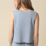 Sleeveless Button Print Top