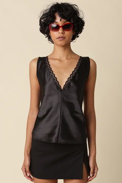 V Neck Lace Trim Top