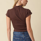 Mock Neck Short Sleeve Top