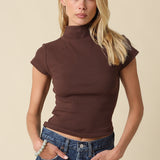 Mock Neck Short Sleeve Top
