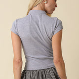 Mock Neck Short Sleeve Top