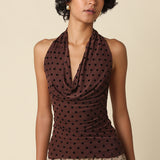 Polka Dot Cowl Neck Top