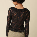 Lace Ruffle Collar Top