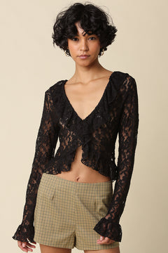 Lace Ruffle Collar Top