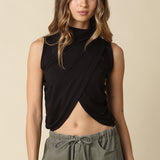 Sleeveless Mock Neck Crop Top