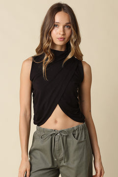 Sleeveless Mock Neck Crop Top