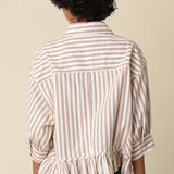 Stripe Button Down With Ruffled Hem