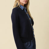 Denim Collared Cardigan