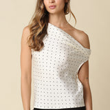 Satin Cowl Neck Polka Dot Top