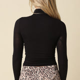 Long Sleeve Sheer Turtle Neck Top