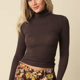 Long Sleeve Sheer Turtle Neck Top