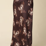 High Waist Floral Satin Maxi Skirt