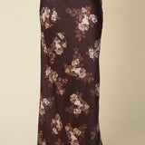 High Waist Floral Satin Maxi Skirt