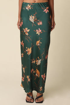 Satin Printed Maxi Skirt
