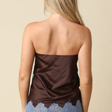Satin Tube Top With Lace Bottom