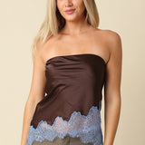 Satin Tube Top With Lace Bottom