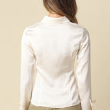 Satin Tie Sleeve Button Down