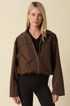 Zip Up Windbreaker With Trim