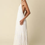 Embroidered Halter Maxi Dress