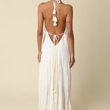 Embroidered Halter Maxi Dress