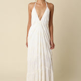 Embroidered Halter Maxi Dress