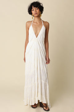 Embroidered Halter Maxi Dress
