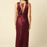 V Neck Satin Maxi Dress