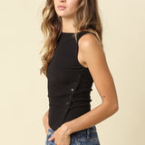 Button Bottom Ribbed Tank