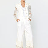 High Waist Wide Leg Pant with Crochet Detail