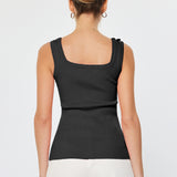 Floral Applique Square Neck Knit Tank Top